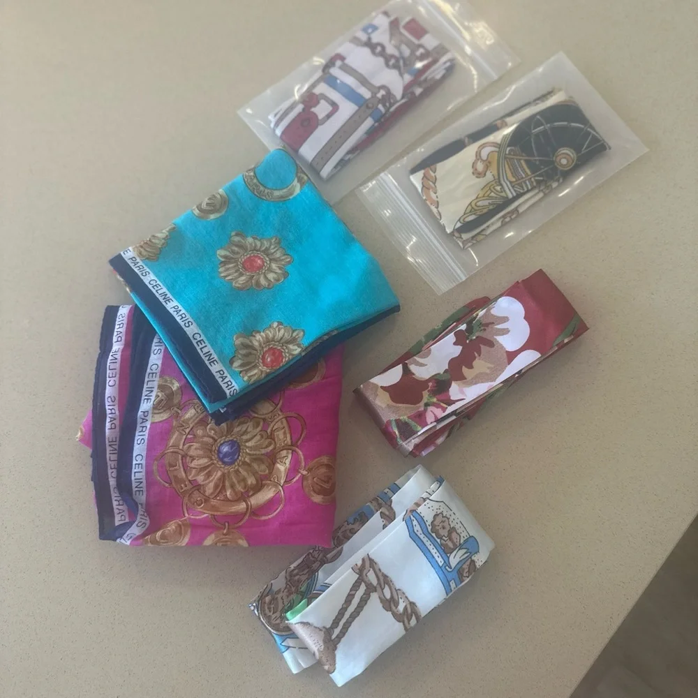 Celine Women's Pink and Blue Handkerchief Set - Picture 4 of 5